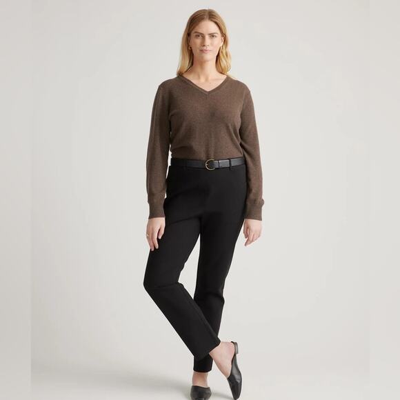 Quince Ponte Straight Leg 4 Pocket Dress Pants Black Size Small NWT 28” Inseam - Picture 1 of 9